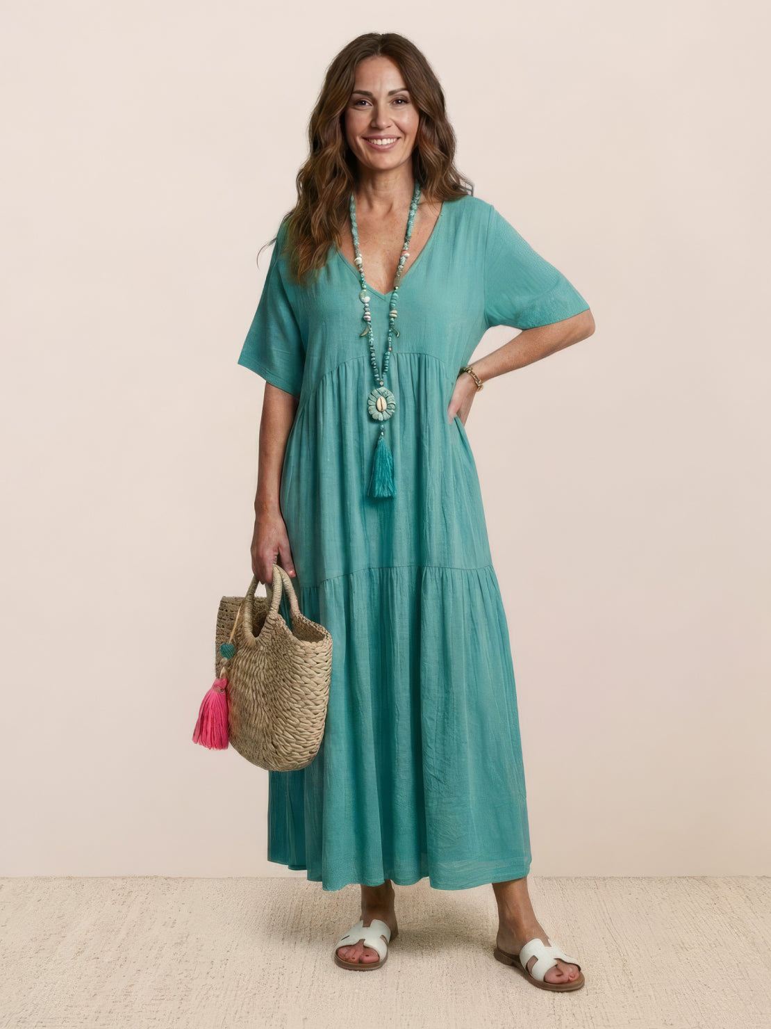 Brooklyn | Women’s Boho V Neck Tiered Maxi Dress