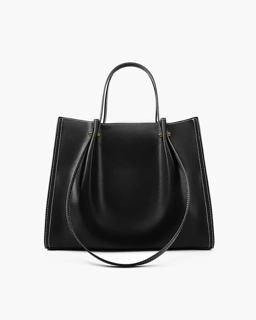 Charlotte | Vegan Leather Minimalist Contrast-Stitch Tote Bag