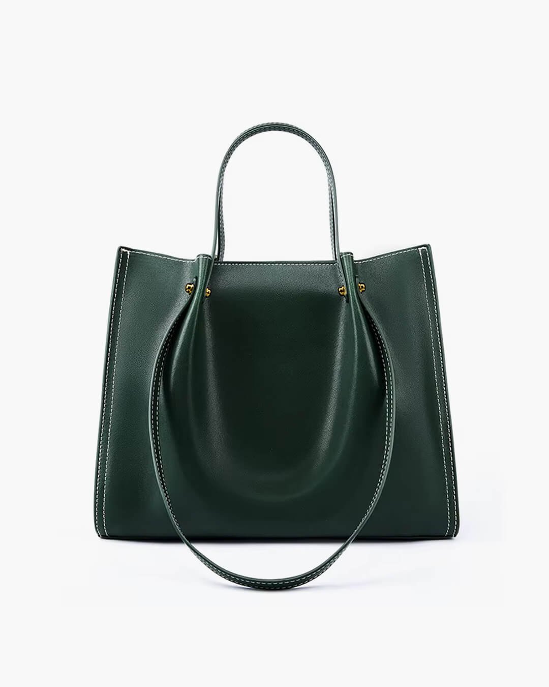 Charlotte | Vegan Leather Minimalist Contrast-Stitch Tote Bag
