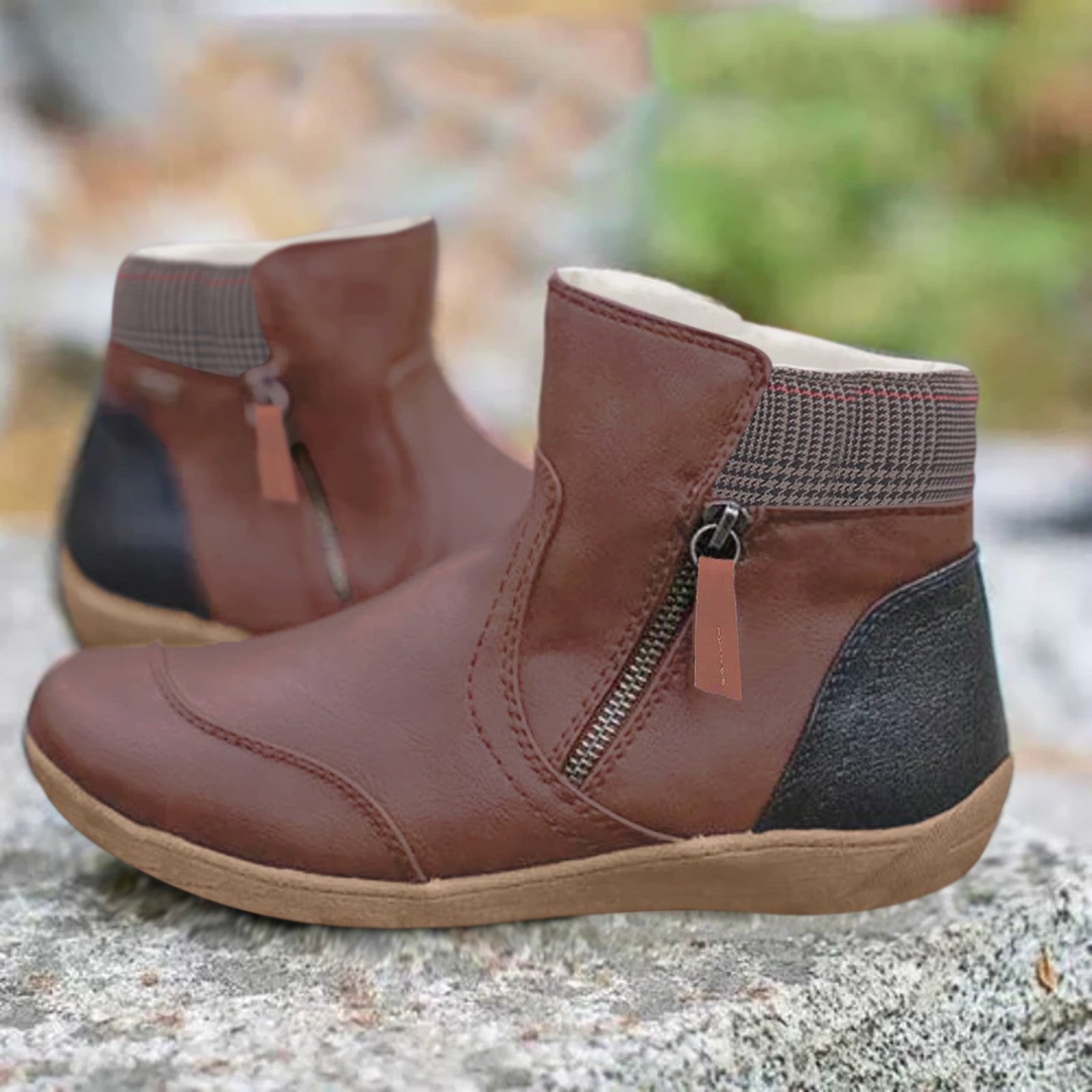 Eleanor | Waterproof Boots Ankle Leather Zipper  Women's