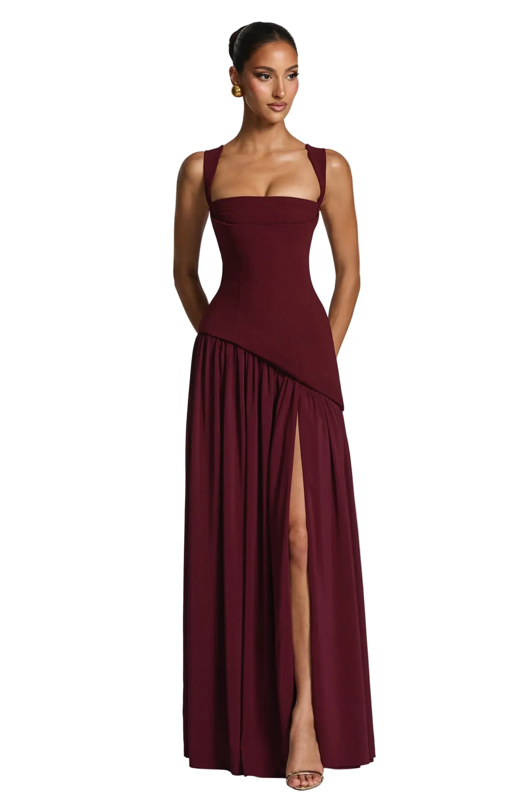 Isabella | Women's A-Line Sleeveless Fitted-Waist Maxi Dress