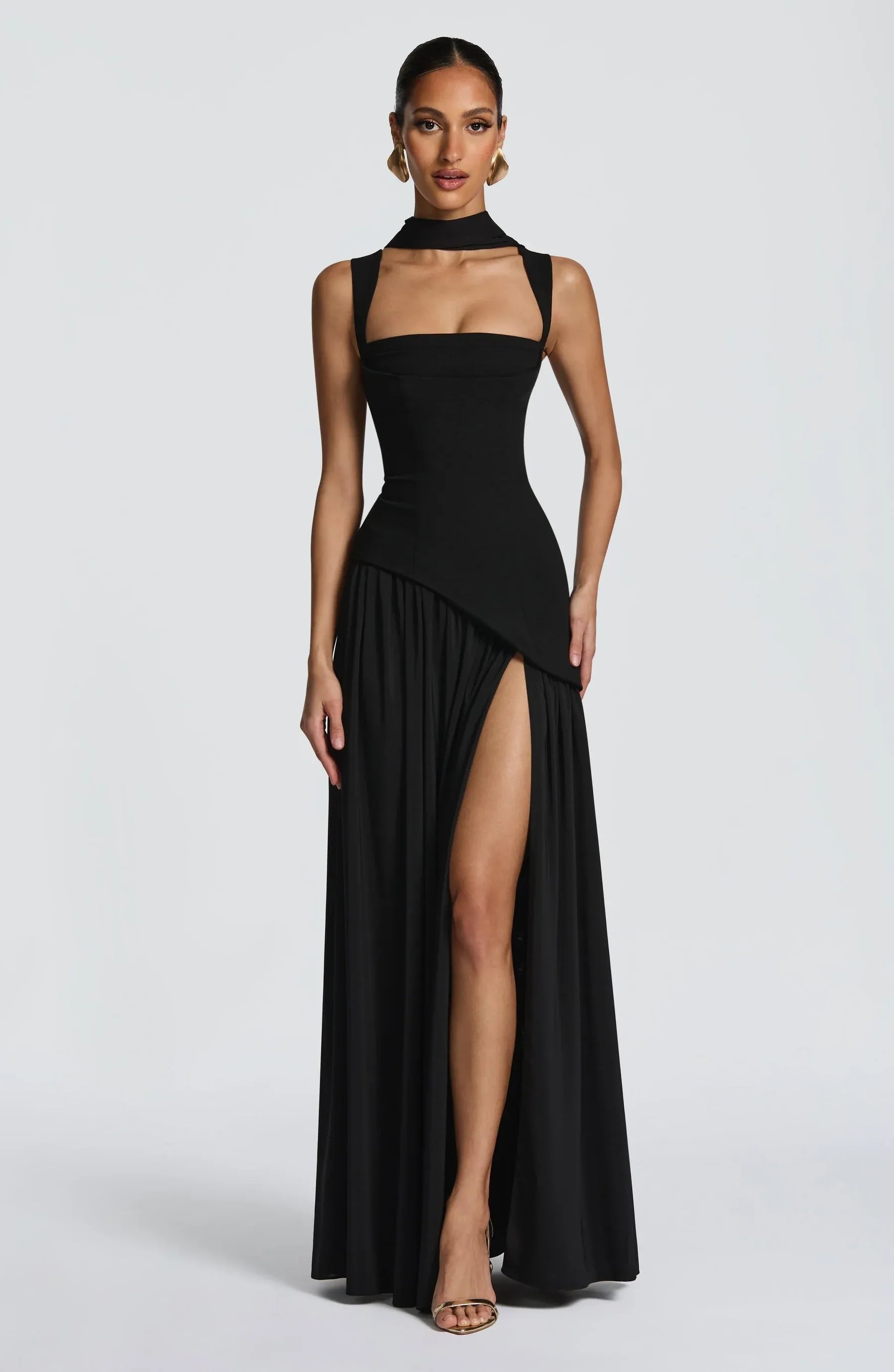 Isabella | Women's A-Line Sleeveless Fitted-Waist Maxi Dress