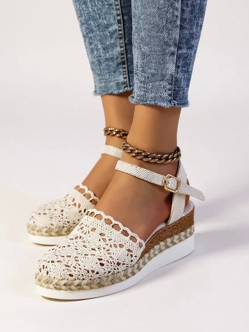 Victoria | Women's Boho Crochet Ankle-Strap Espadrille Comfortable Sandals
