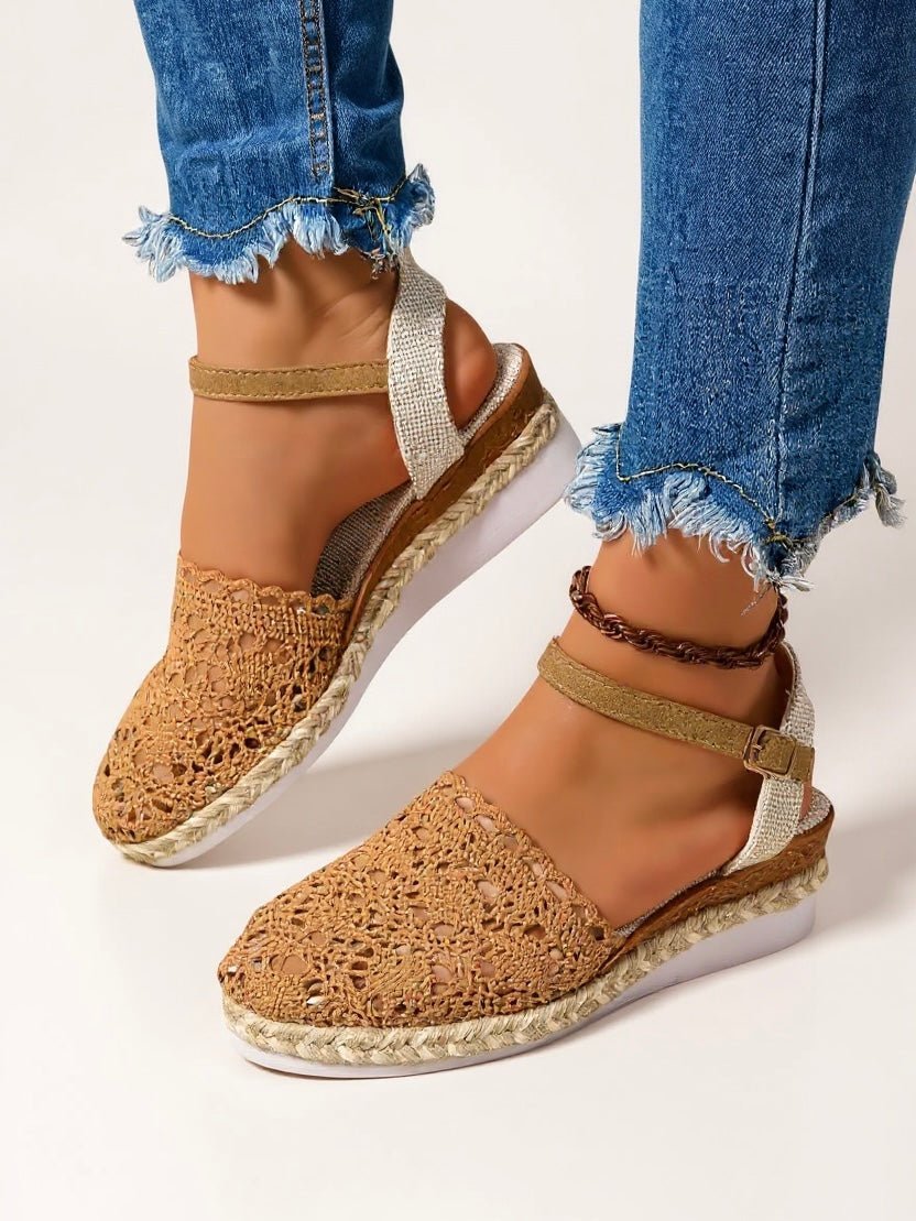 Victoria | Women's Boho Crochet Ankle-Strap Espadrille Comfortable Sandals
