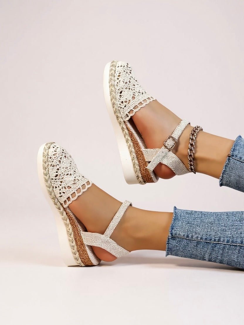 Victoria | Women's Boho Crochet Ankle-Strap Espadrille Comfortable Sandals
