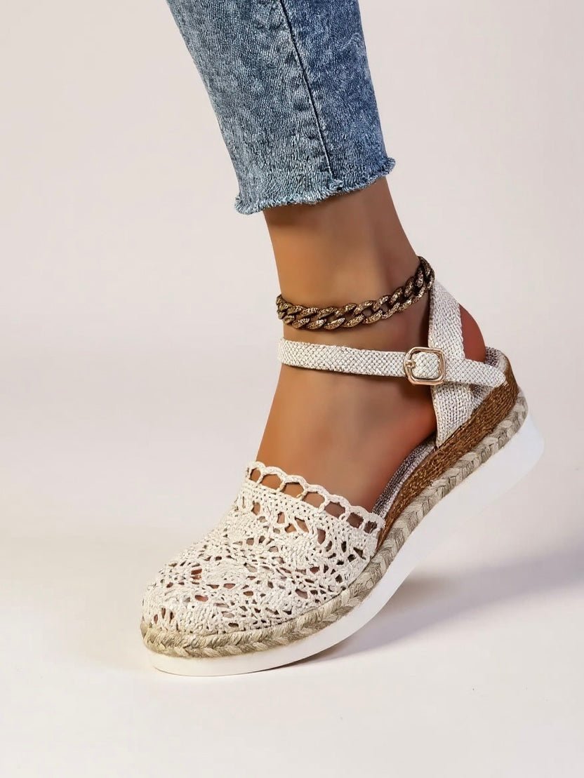 Victoria | Women's Boho Crochet Ankle-Strap Espadrille Comfortable Sandals