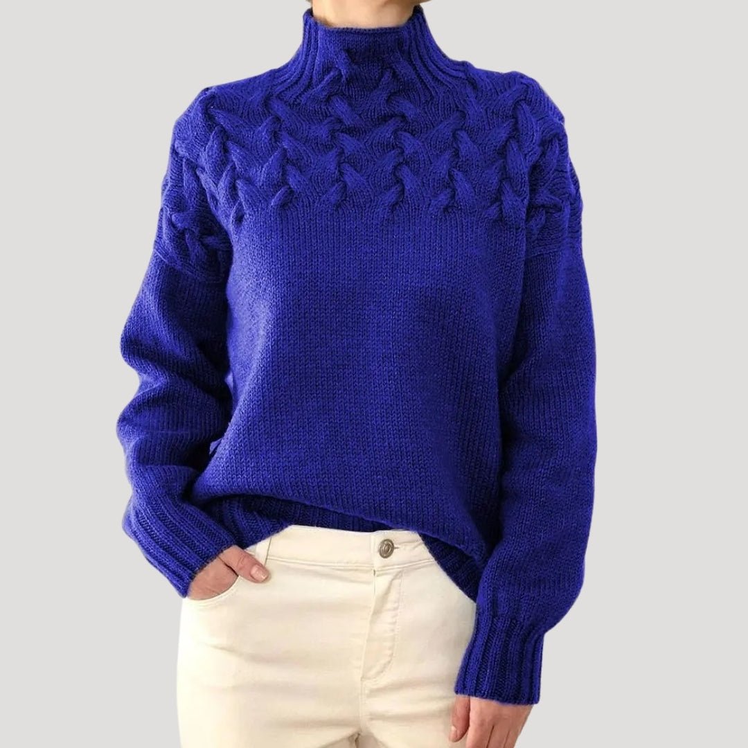Evelyn | Women's Cable Knit Turtleneck Pullover Sweater