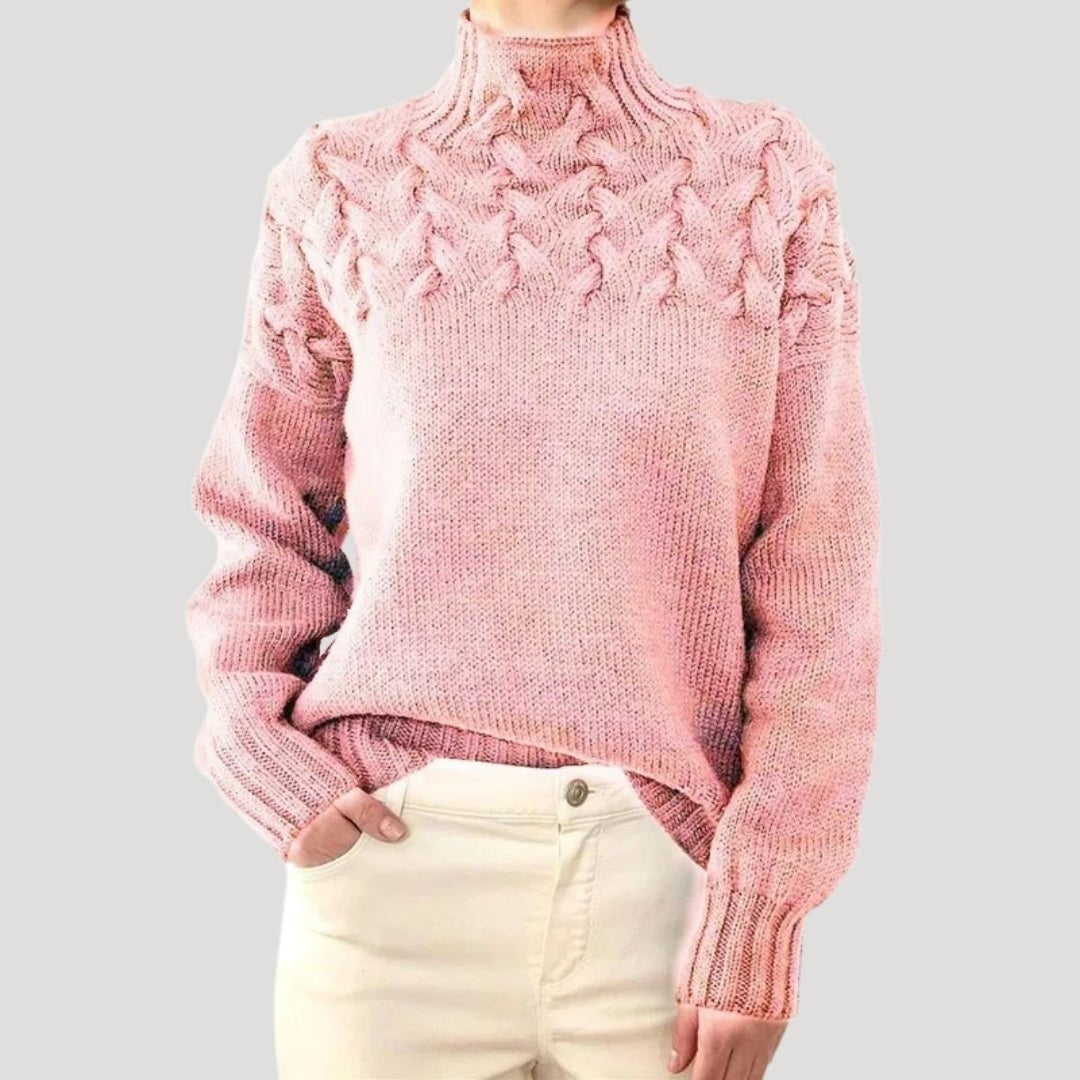 Evelyn | Women's Cable Knit Turtleneck Pullover Sweater