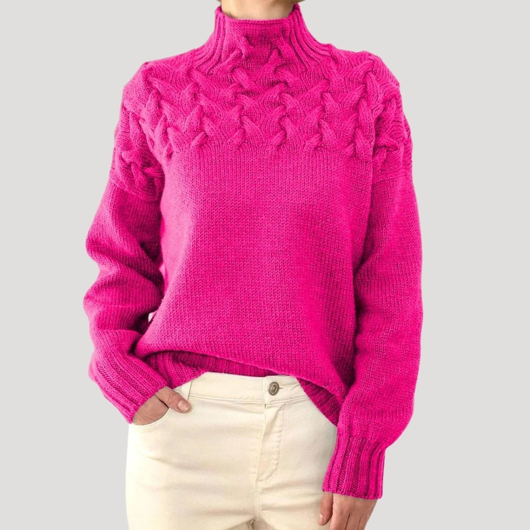 Evelyn | Women's Cable Knit Turtleneck Pullover Sweater