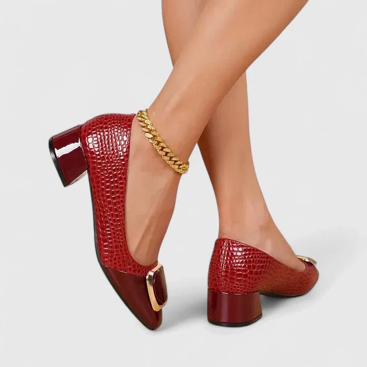 Camila | Women's Croc-Embossed Block Heel Loafers