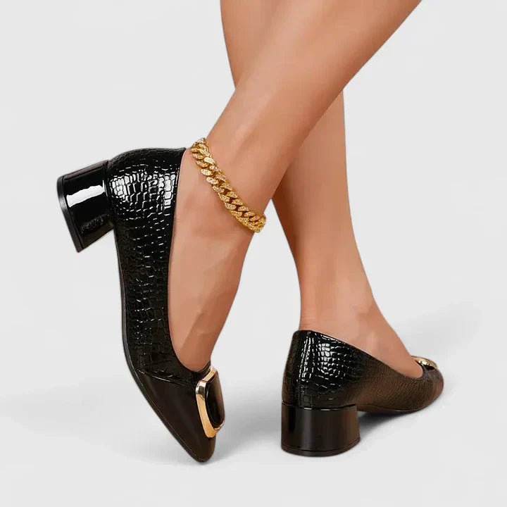 Camila | Women's Croc-Embossed Block Heel Loafers