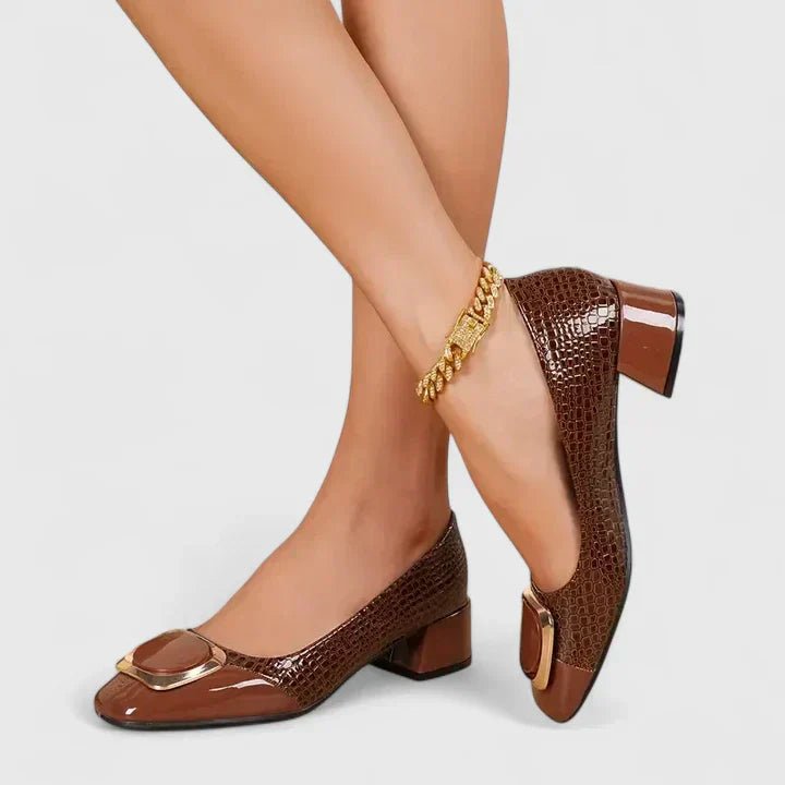 Camila | Women's Croc-Embossed Block Heel Loafers