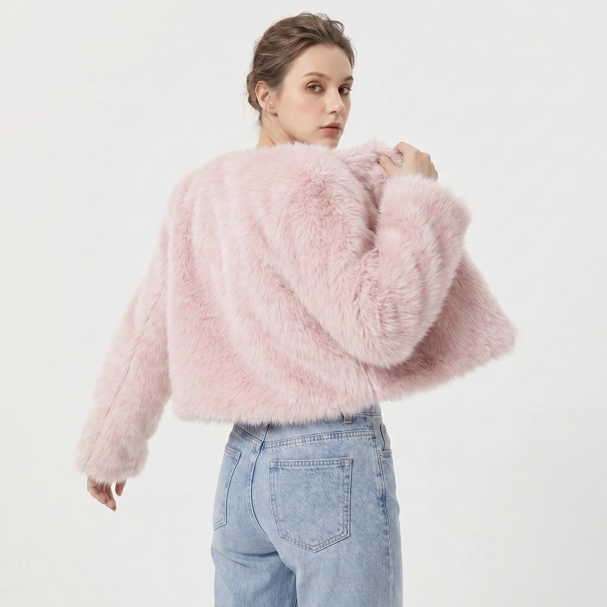 Mia | Women's Cropped Faux Fur Cardigan Jacket