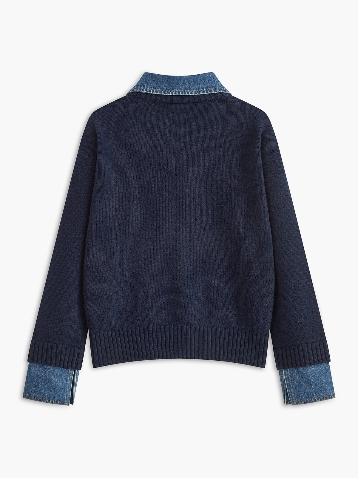 Mia | Women's Denim-Collar Knit Polo Sweater