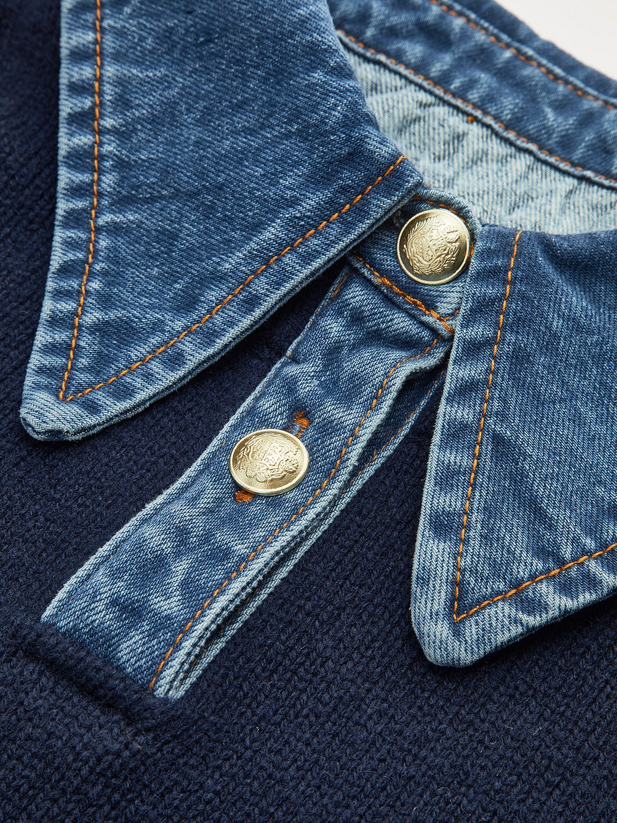 Mia | Women's Denim-Collar Knit Polo Sweater