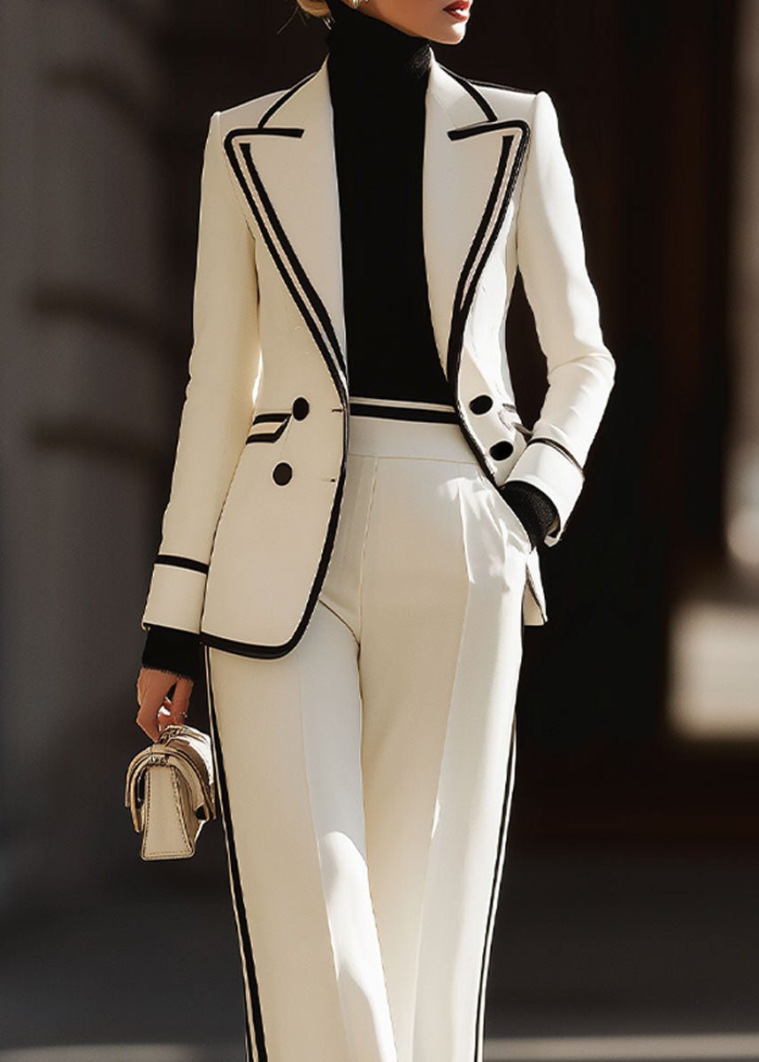 Chloe | Women's Double Breasted Suit Set Structured Blazer Wide Leg Pants