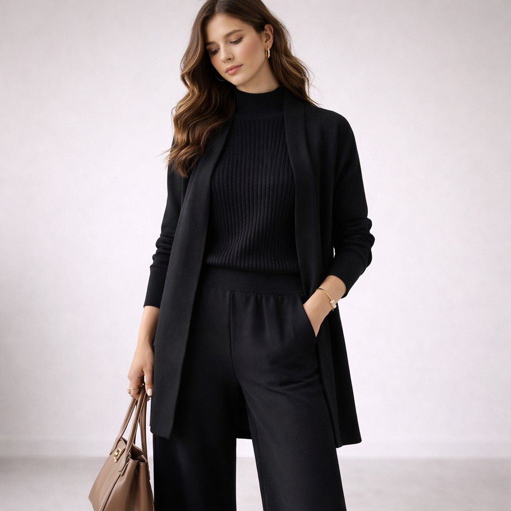 Emma | Women's Elegant Three-Piece Knit Lounge Set Evening Gown Cardigan