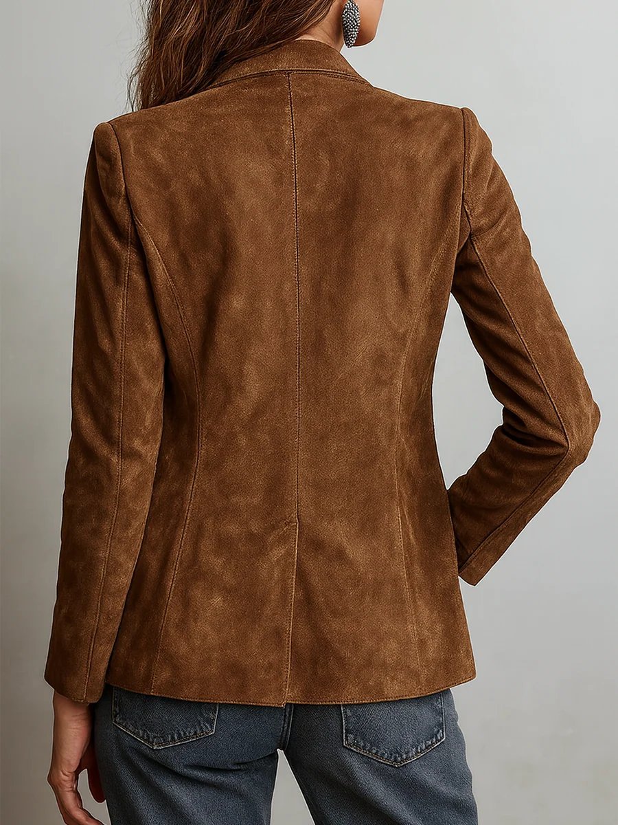 Aria | Women's Faux Suede Tailored Single-Breasted Cardigan Blazer