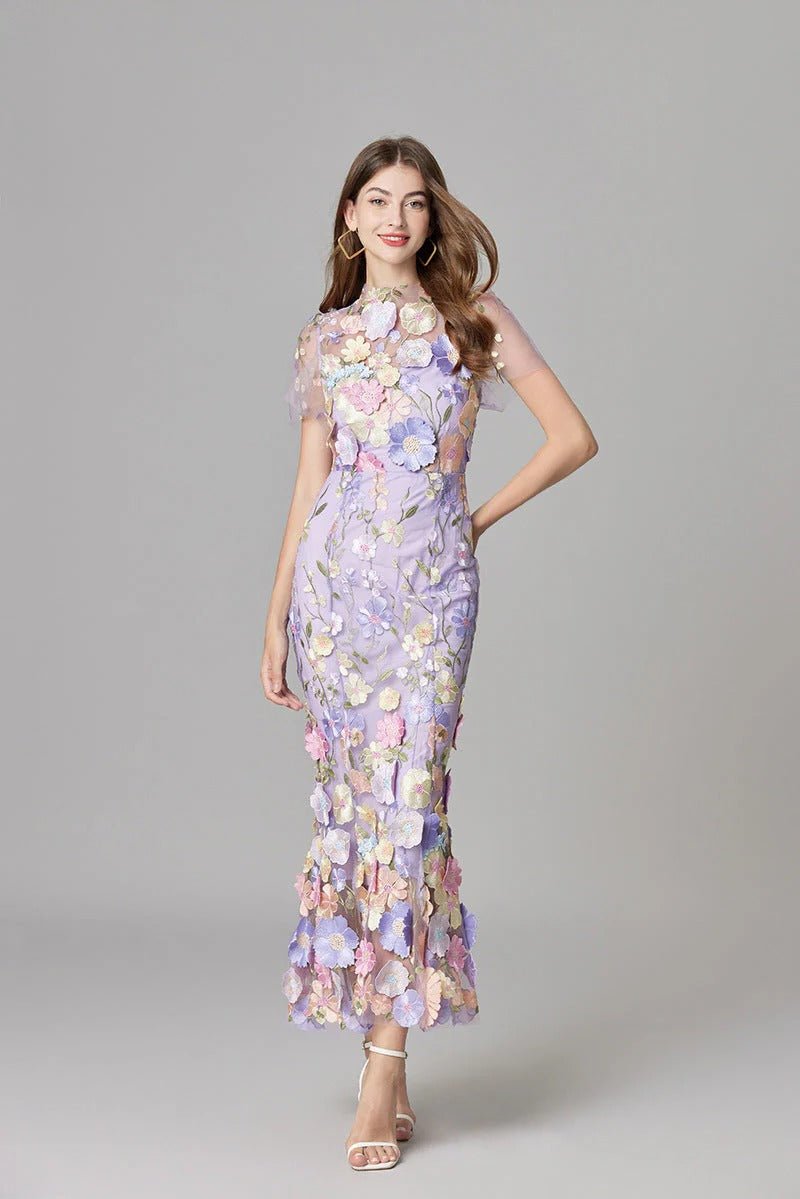 Scarlett | Women's Floral Applique Sleeveless Maxi Dress