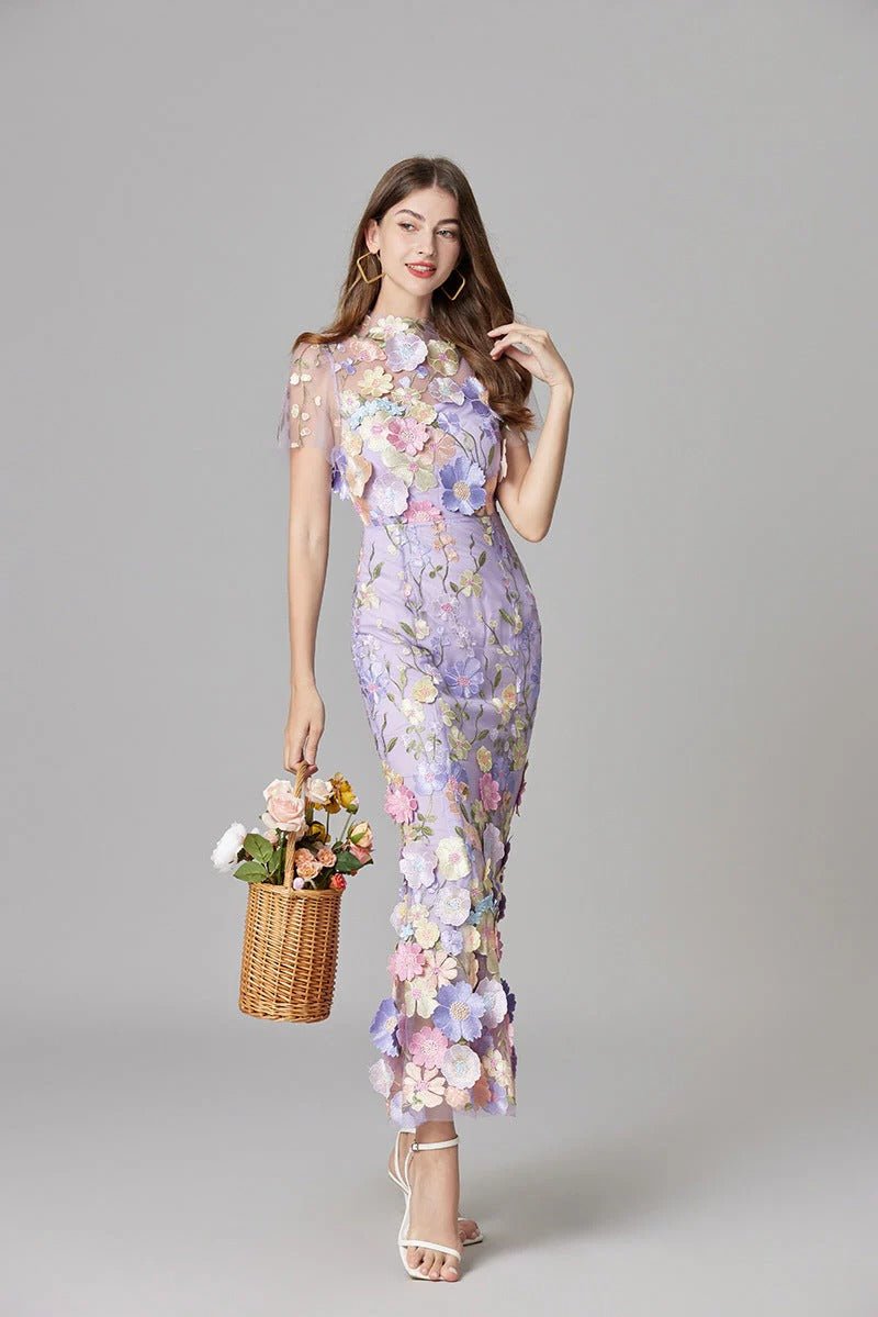 Scarlett | Women's Floral Applique Sleeveless Maxi Dress