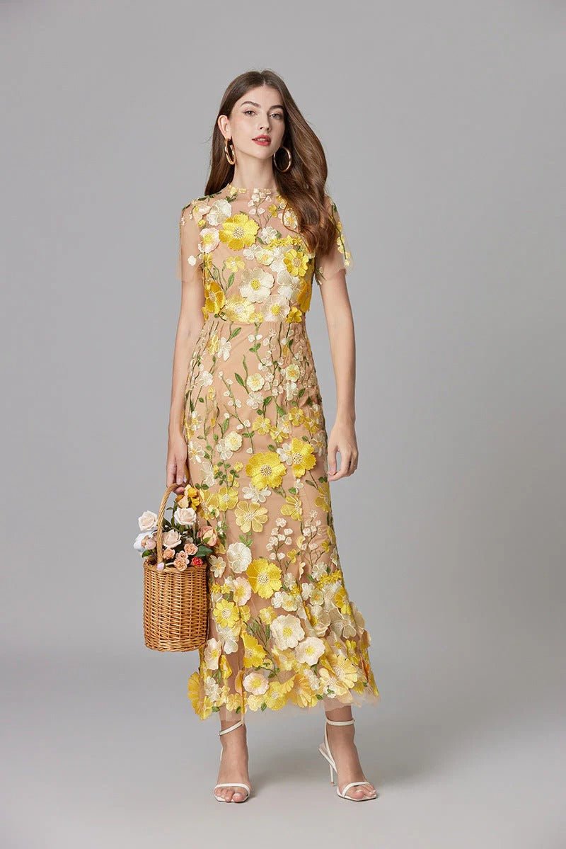 Scarlett | Women's Floral Applique Sleeveless Maxi Dress