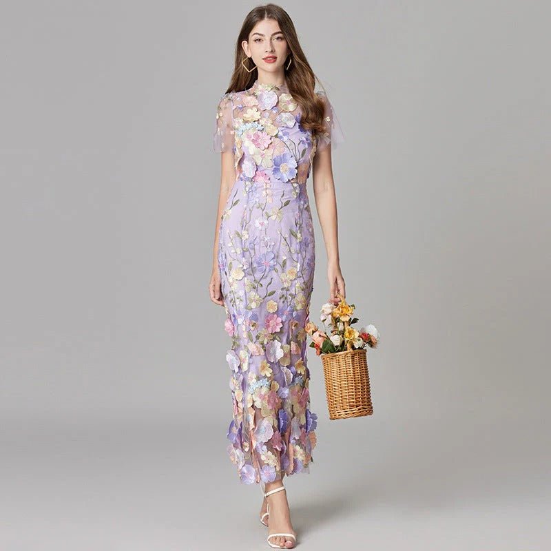 Scarlett | Women's Floral Applique Sleeveless Maxi Dress