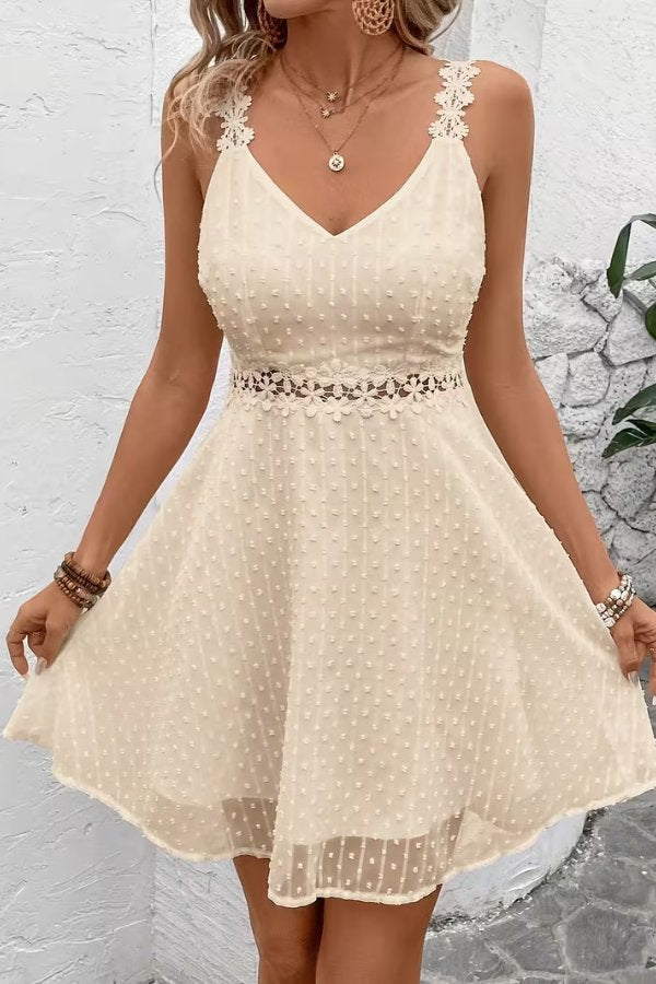 Mia | Women's Floral Lace-Waist Spaghetti Strap Mini Cocktail Dress