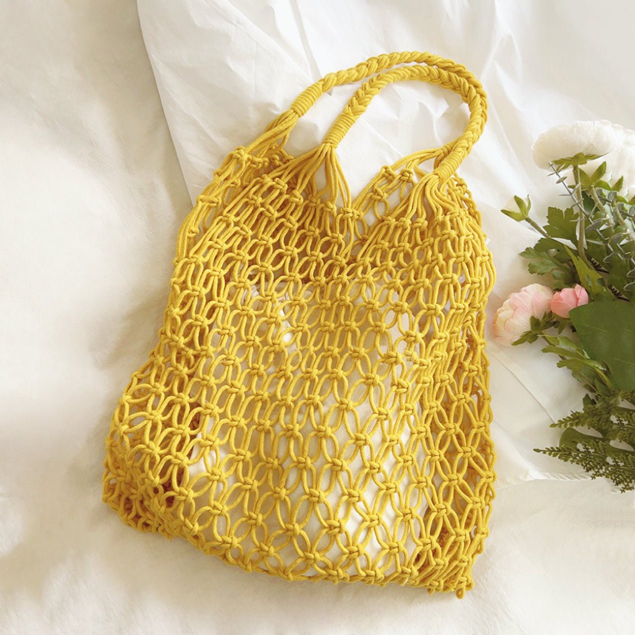 Grace | Women's Handmade Macrame Cotton Mesh Tote Bag