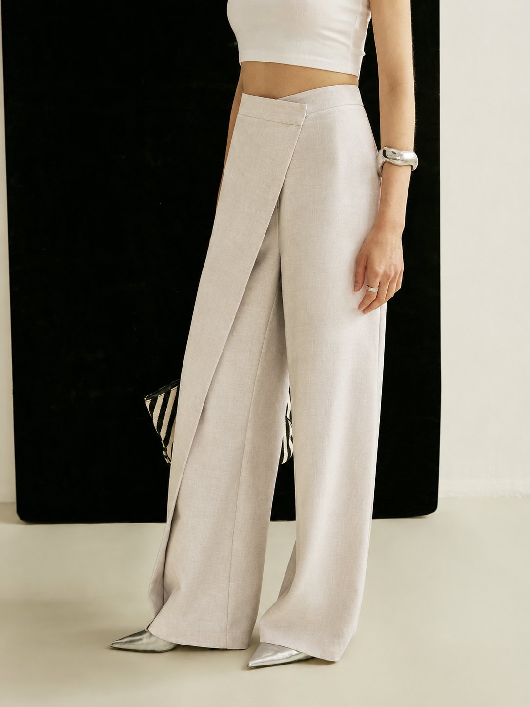 Camila | Women's High-Waist Asymmetric Wrap Wide Leg Pants