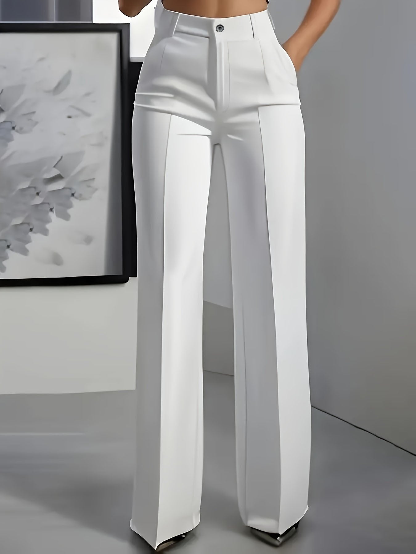 Isabella | Women's High Waisted Wide Leg Pants Front Pleat Straight Fit