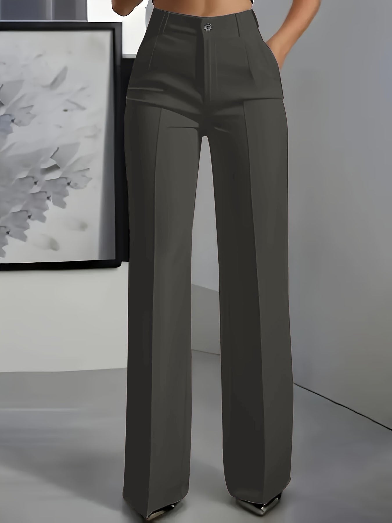 Isabella | Women's High Waisted Wide Leg Pants Front Pleat Straight Fit