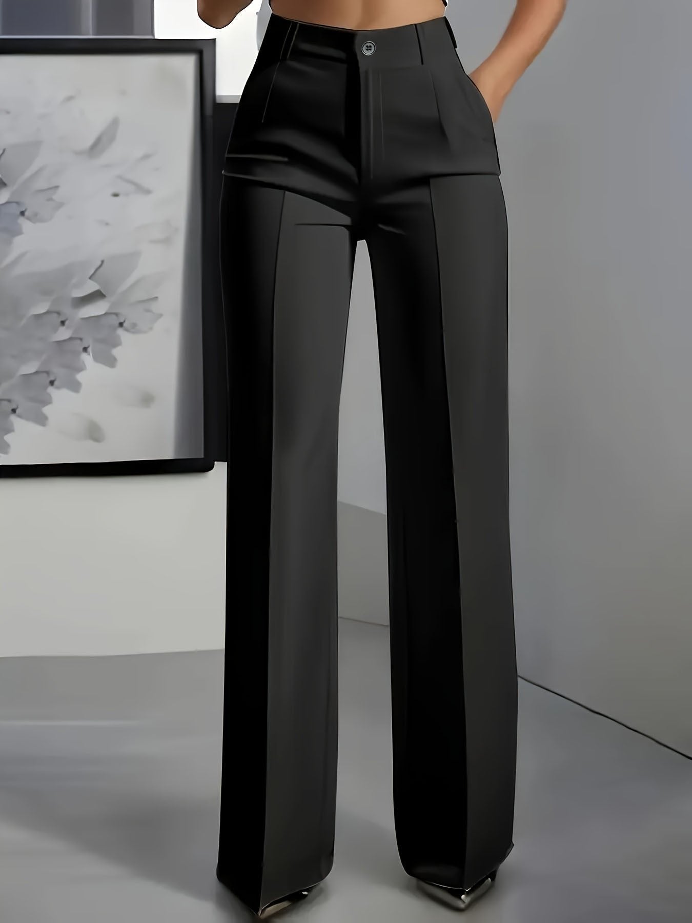 Isabella | Women's High Waisted Wide Leg Pants Front Pleat Straight Fit