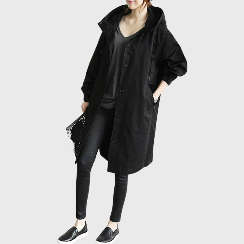 Amelia | Women's Hooded Waterproof Relaxed-Fit Long Trench Coat