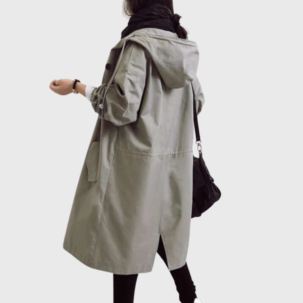 Amelia | Women's Hooded Waterproof Relaxed-Fit Long Trench Coat