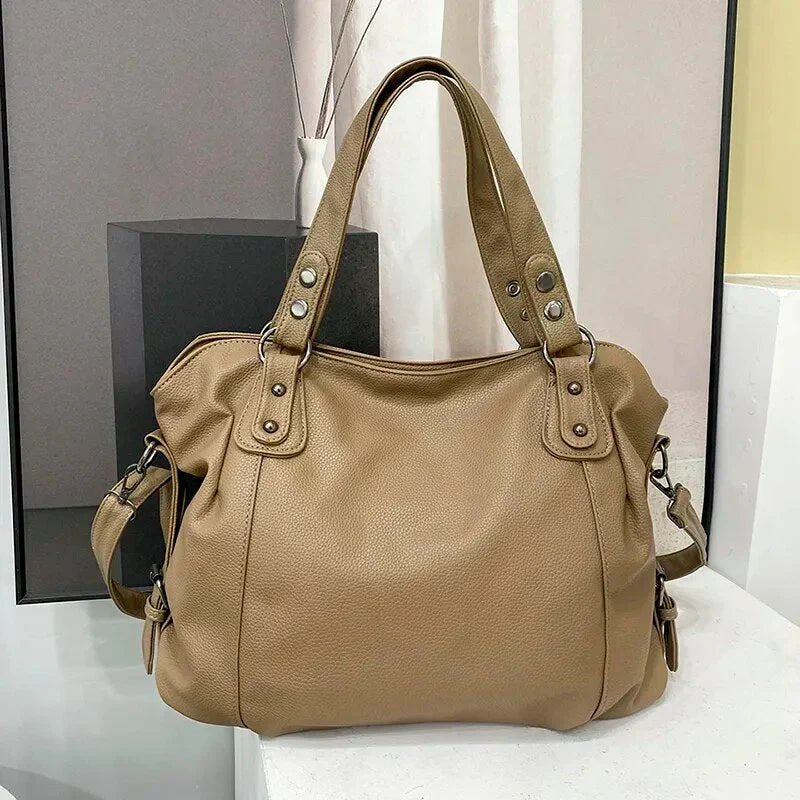 Amelia | Women's Large Capacity Leather Shoulder Tote Bag Studded