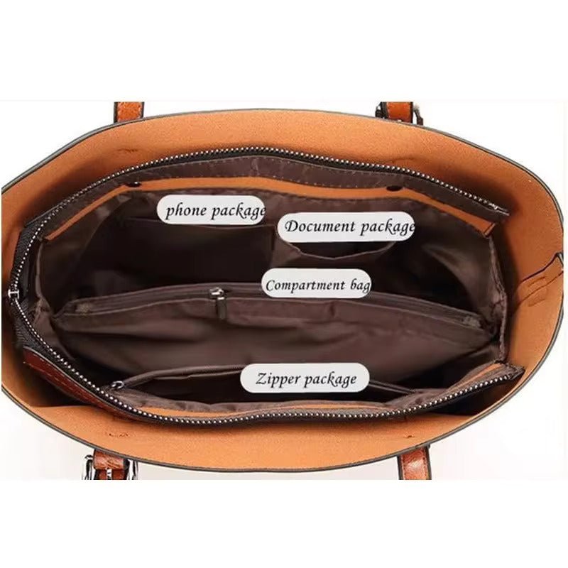 Layla | Women's Large Leather-Look Oil-Wax Shoulder Tote Bag