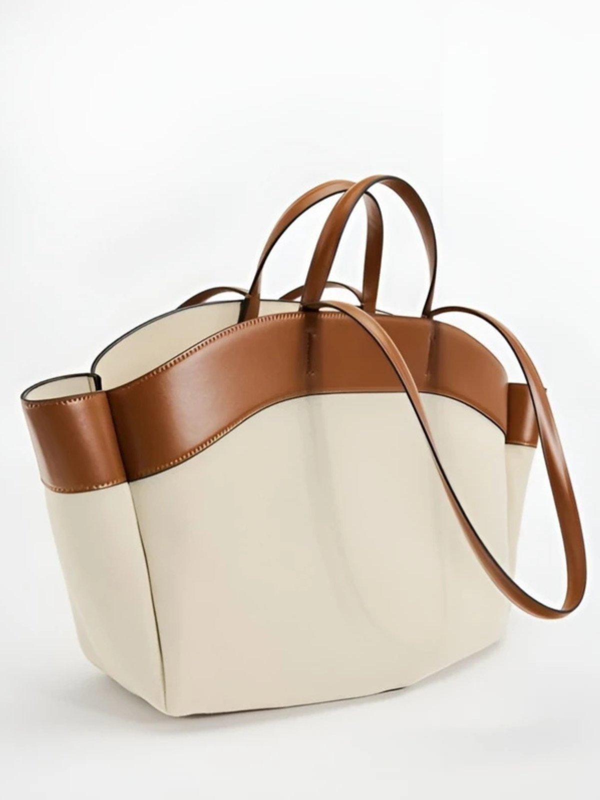 Charlotte | Women's Large Leather-Trim Open-Top Canvas Tote Bag