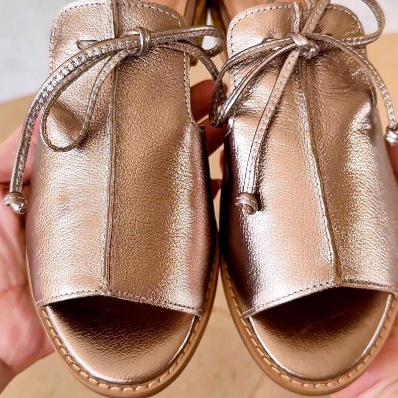 Scarlett | Women's Leather Strap Sandals Adjustable Bow Tie Open Toe