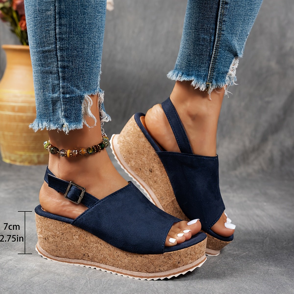 Amelia | Women's Leopard Print Platform Wedge Comfortable Sandals Buckle Strap