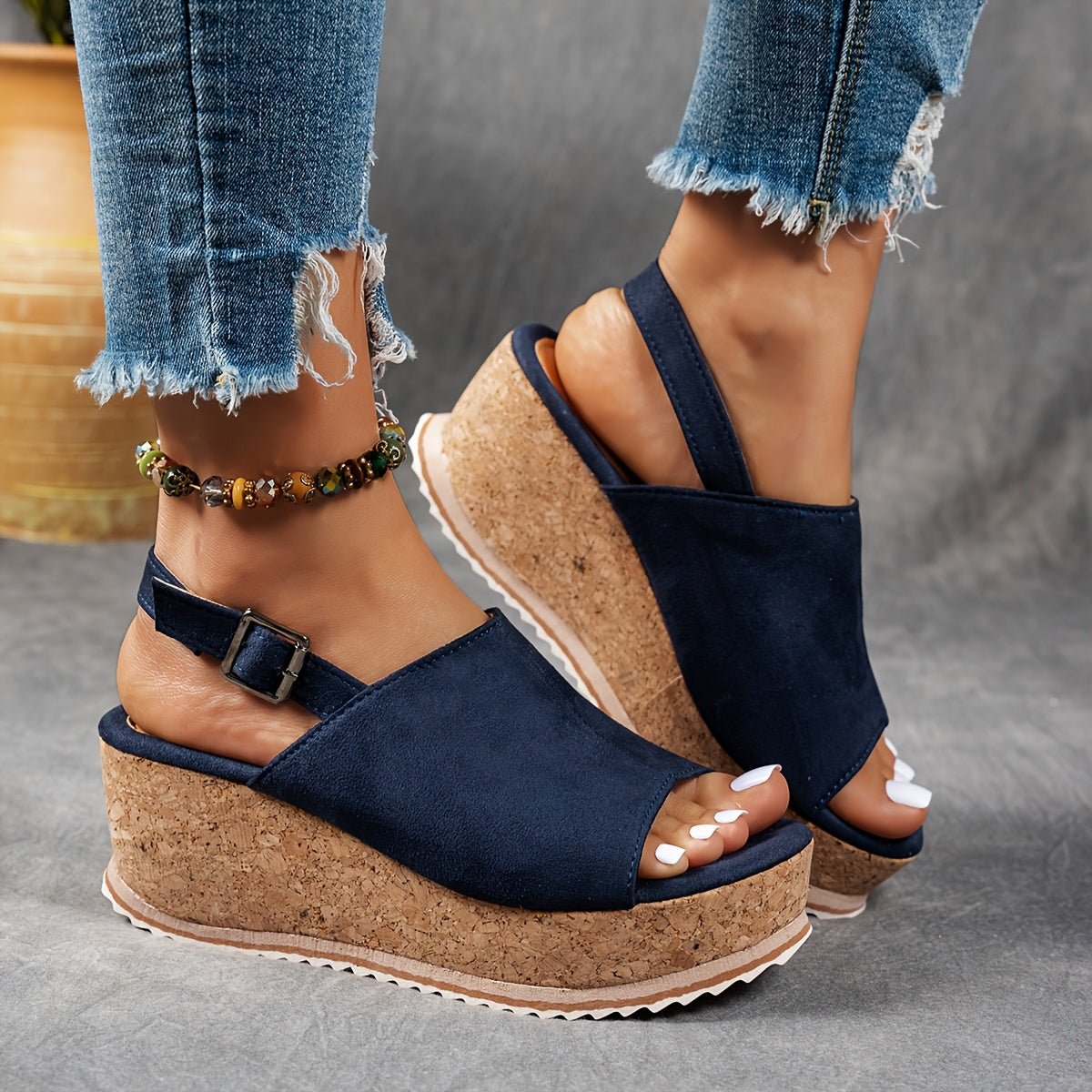 Amelia | Women's Leopard Print Platform Wedge Comfortable Sandals Buckle Strap