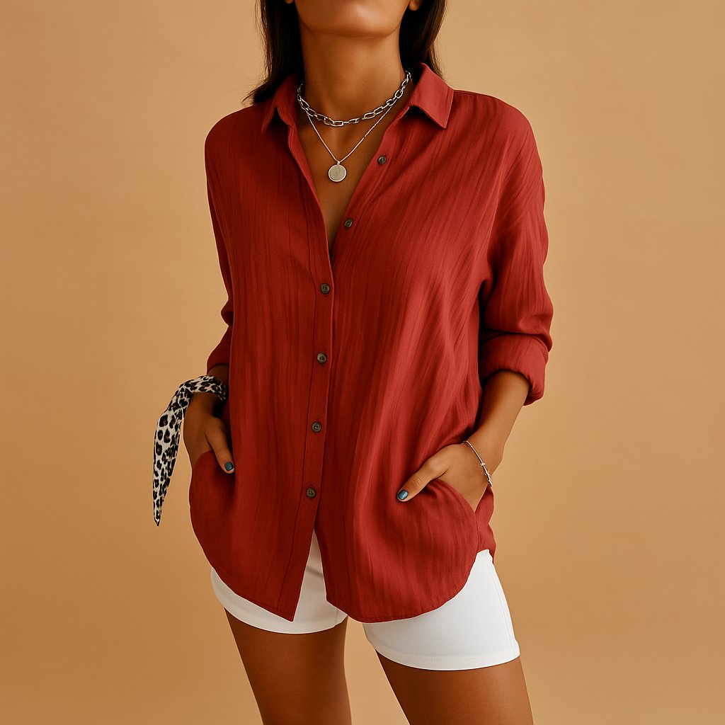 Luna | Women's Linen Button Down Blouse Long Sleeve Relaxed Fit