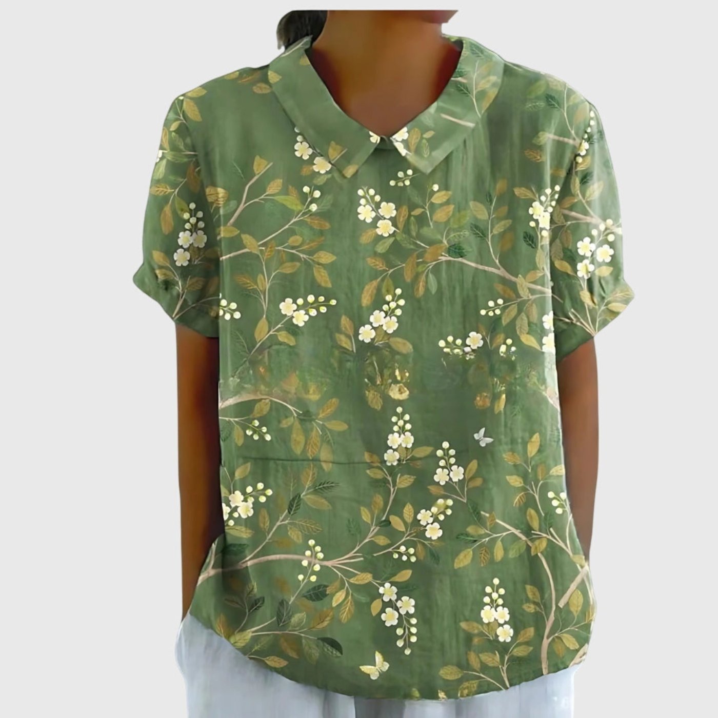 Grace | Women's Linen Short Sleeve Collared Blouse Relaxed Fit