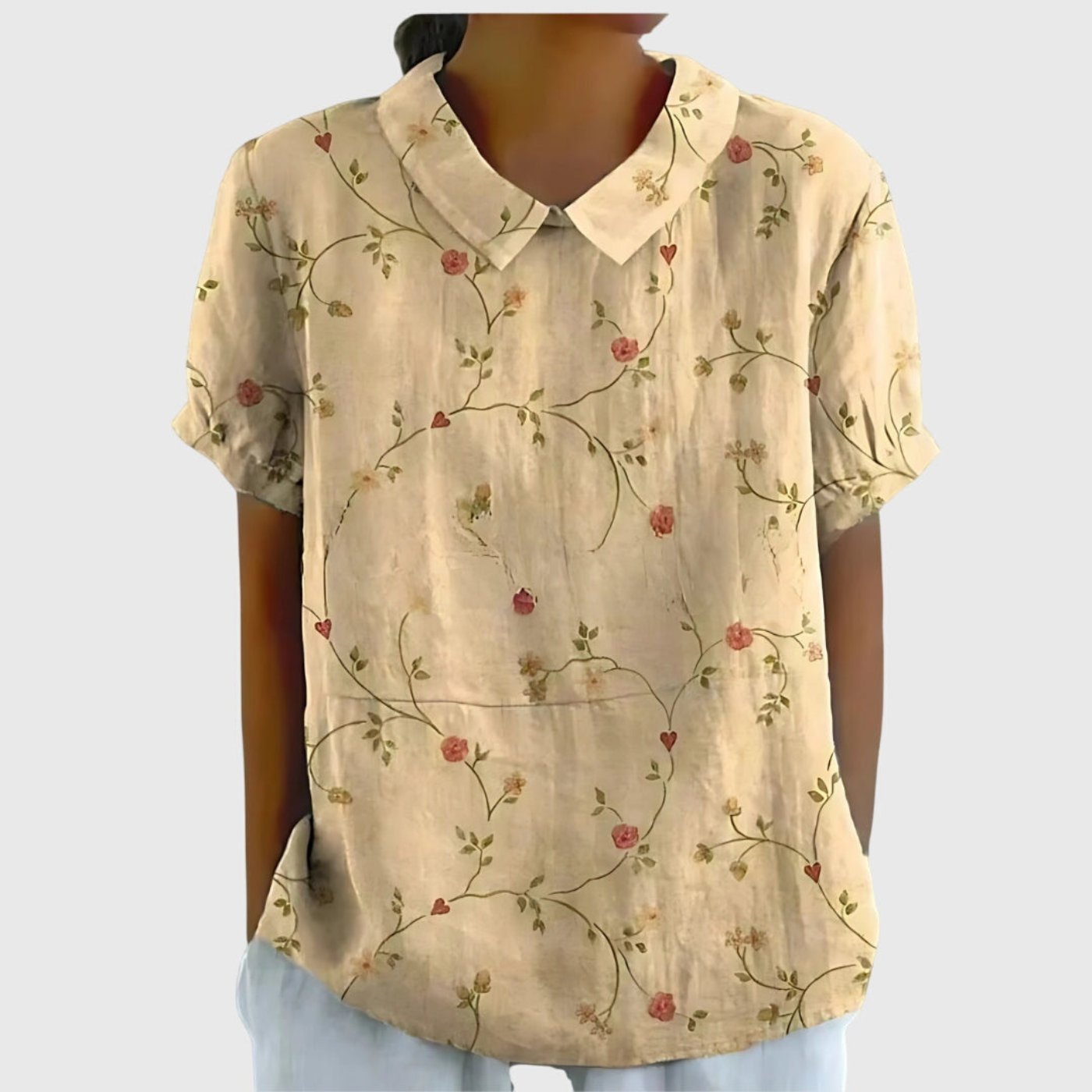 Grace | Women's Linen Short Sleeve Collared Blouse Relaxed Fit