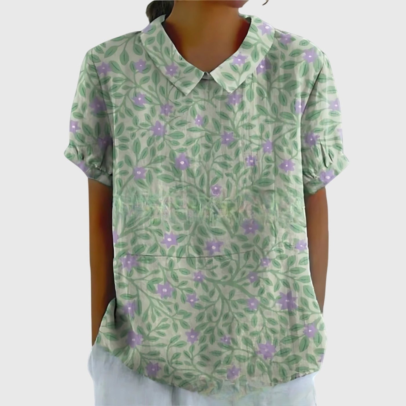 Grace | Women's Linen Short Sleeve Collared Blouse Relaxed Fit