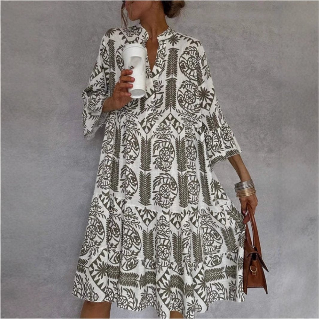 Scarlett | Women's Loose-Fit Floral Print Tiered Tunic Dress