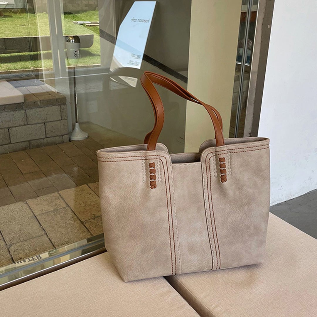 Harper | Women's Minimalist Vegan Leather Large Shoulder Tote Bag