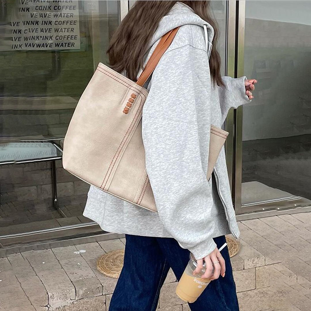 Harper | Women's Minimalist Vegan Leather Large Shoulder Tote Bag
