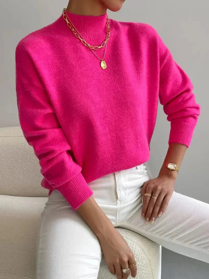 Layla | Women's Mock Turtleneck Relaxed-Fit Long Sleeve Sweater
