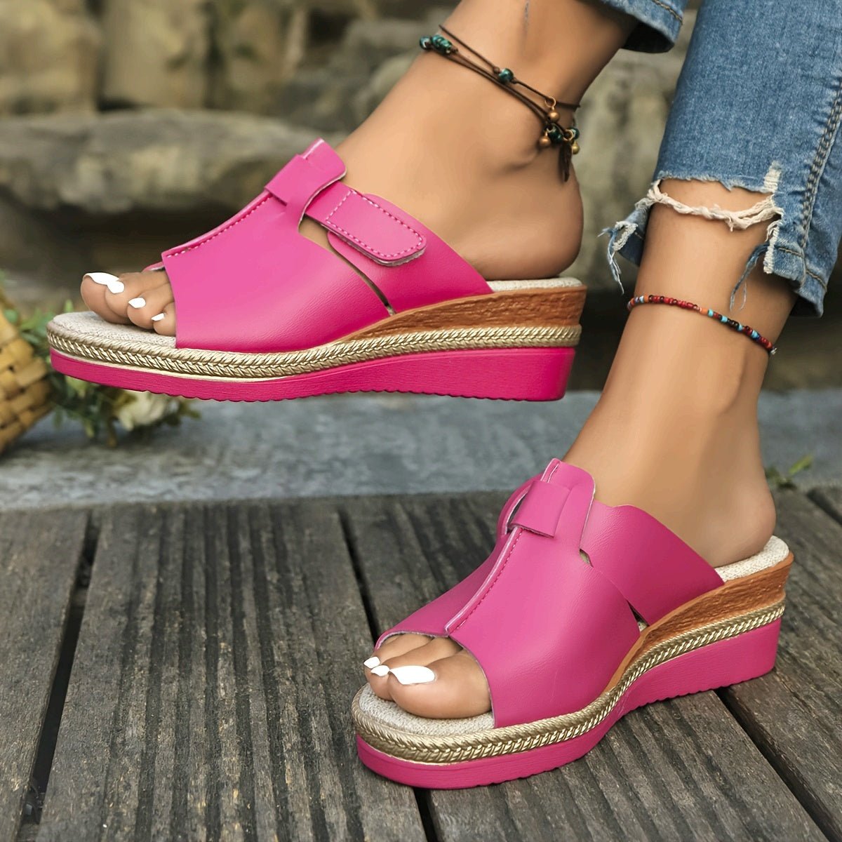 Layla | Women's Open-Toe Wedge Platform Comfortable Sandals Hook-Loop Strap