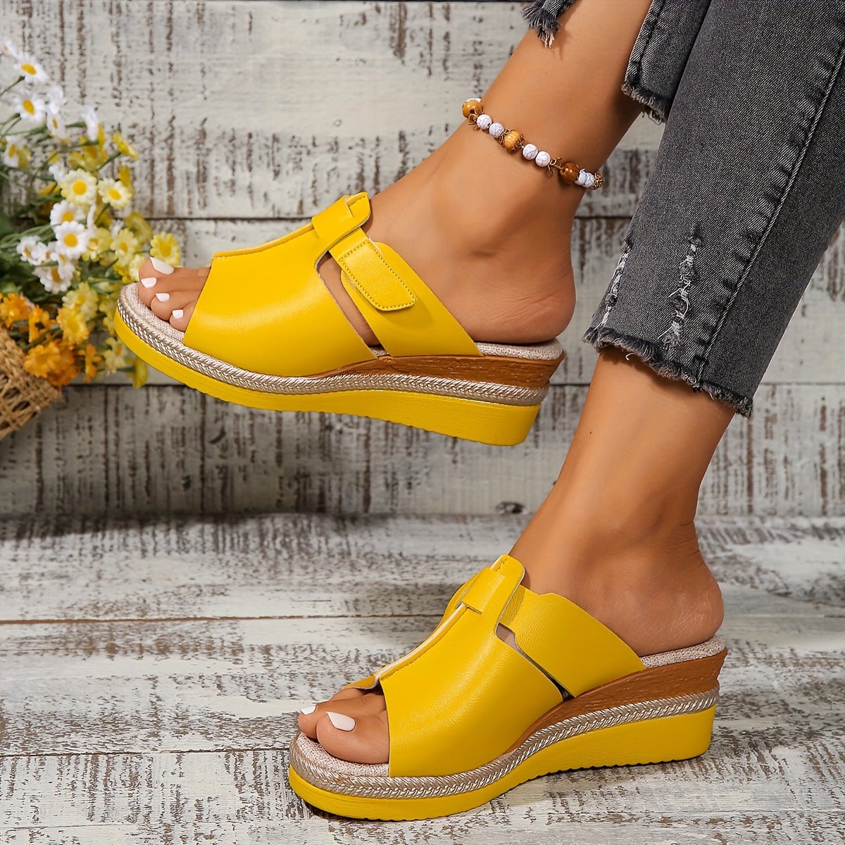 Layla | Women's Open-Toe Wedge Platform Comfortable Sandals Hook-Loop Strap